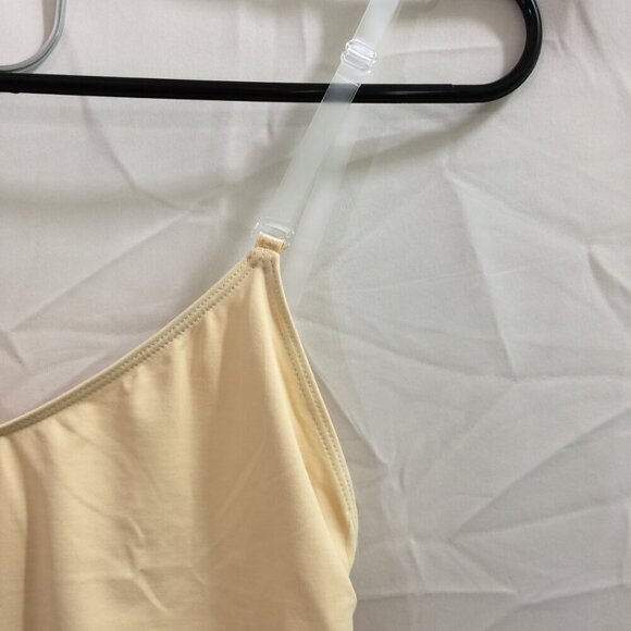 NEW Capezio Camisole Bodysuit Adjustable Clear Straps NWT Beige Large - Picture 2 of 7